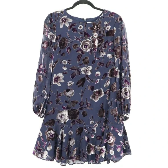 Navy Burnout Floral Dress - Picture 2 of 16